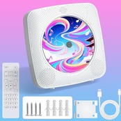 Kegaudio CDプレーヤー cdラジカセ Bluetooth 受信/送信 スピーカー内蔵 卓上＆壁掛け式 プレイヤー 1台多役 FM/USB対応 A-Bリピート再生 音楽再生/語学学習/胎児教育 日本語説明書付き 充電不可(白）