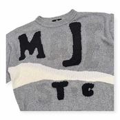 MAJESTIC マジェスティック 総柄 デザイン 半袖 サマーニット セーター サイズ 48 /グレー系 麻混 メンズ 日本製 オールド