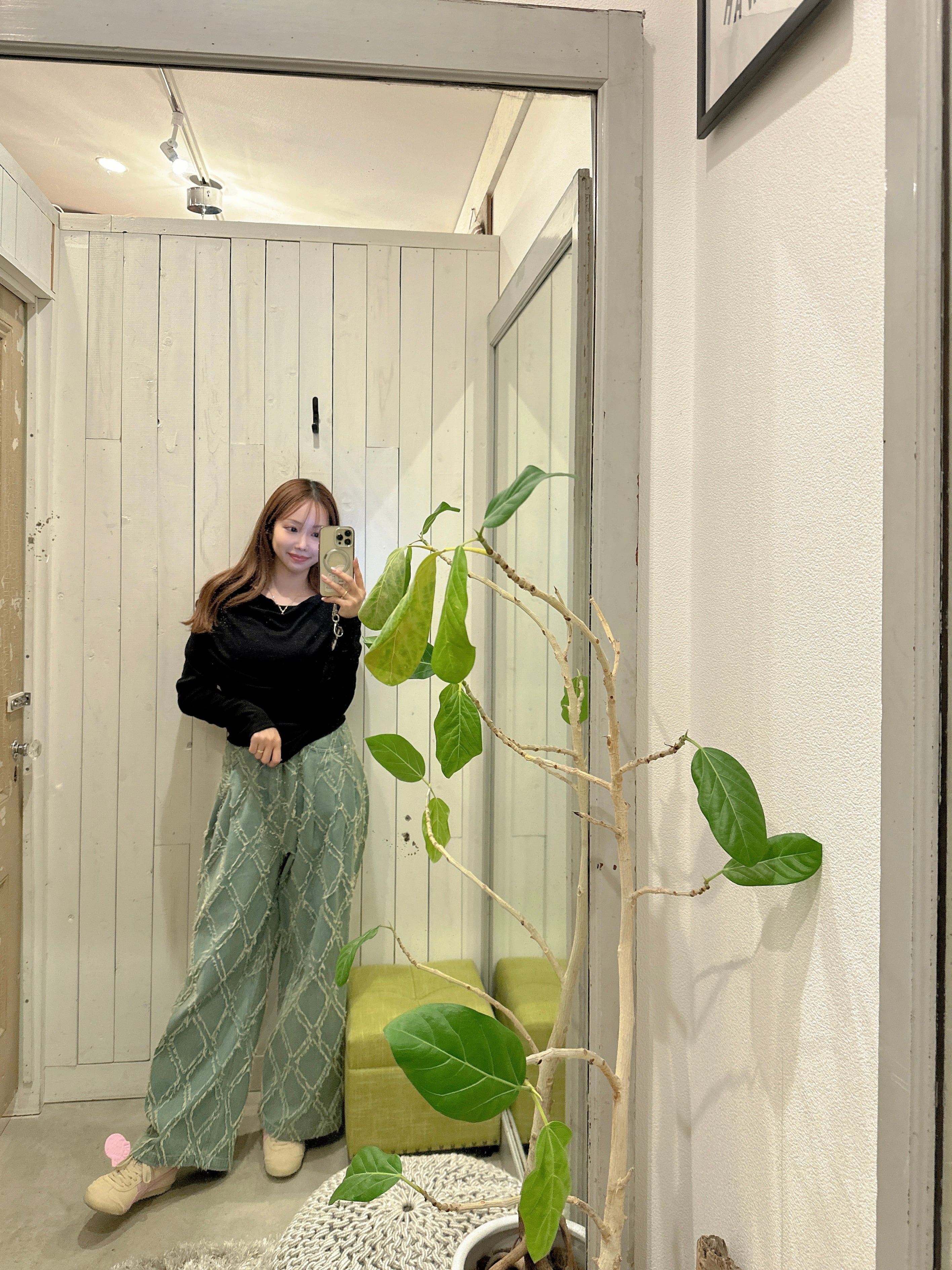 人気【LIFE is】フリンジ×mapuaコラボパッチデニム ¥9,800+tax