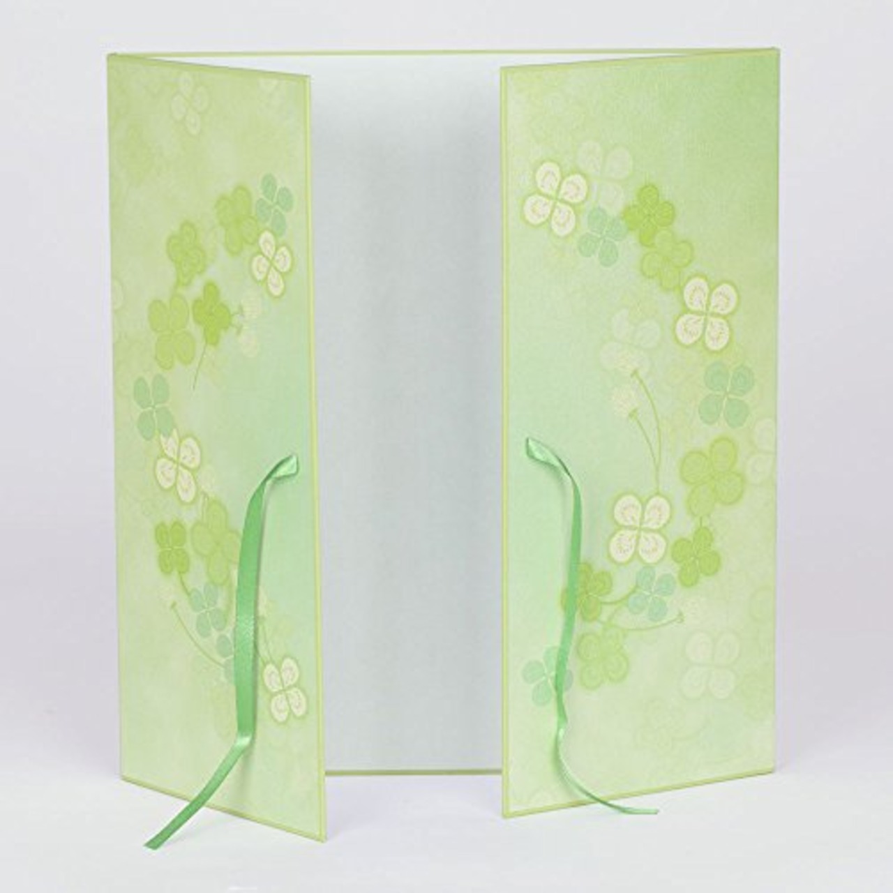 ミドリ 色紙 カラー色紙 両開き リボン クローバー柄 33145006