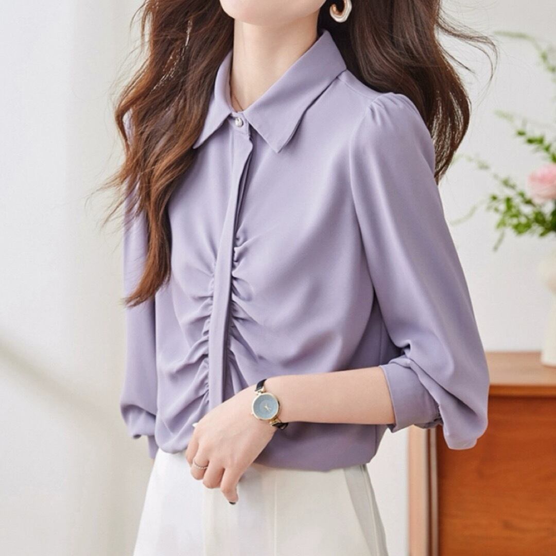 Gather design three quarter sleeve blouse 00088