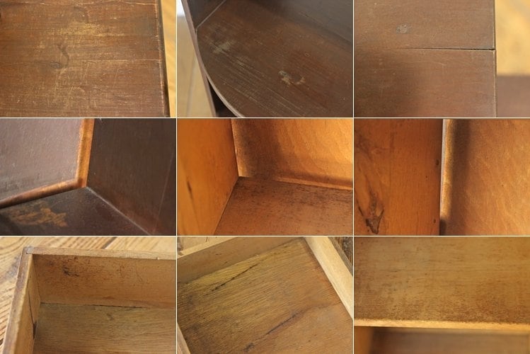 レトロ 小振り 飾り棚 ガラスキャビネット 収納 本箱 左右非対称 木製