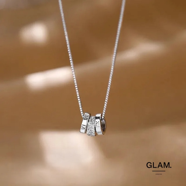 トリプルリングジルコニアネックレス
