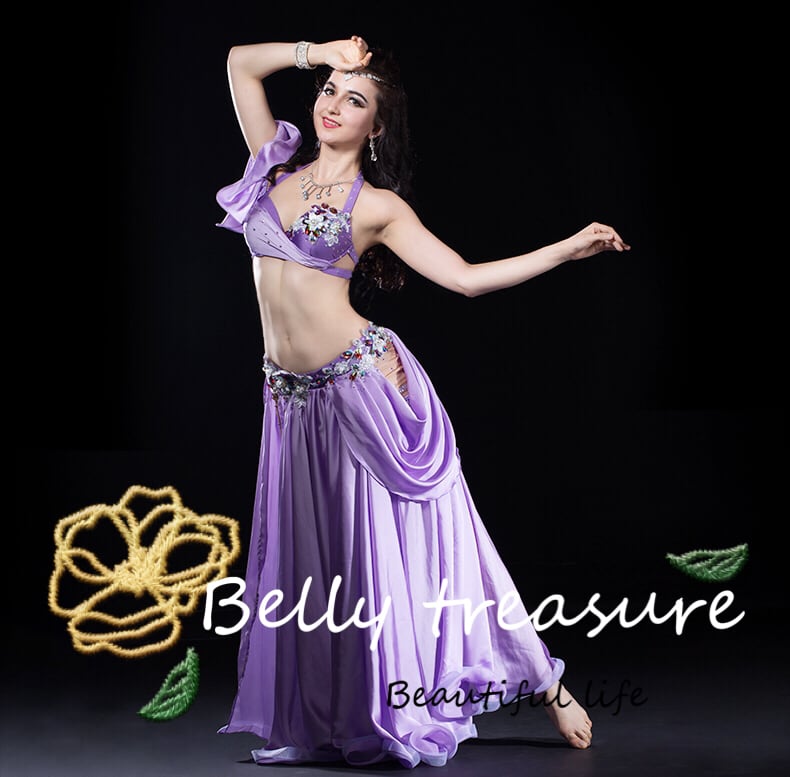 1週間発送可能商品】ベリーダンス衣装 Mサイズ ライトパープル WZY2631