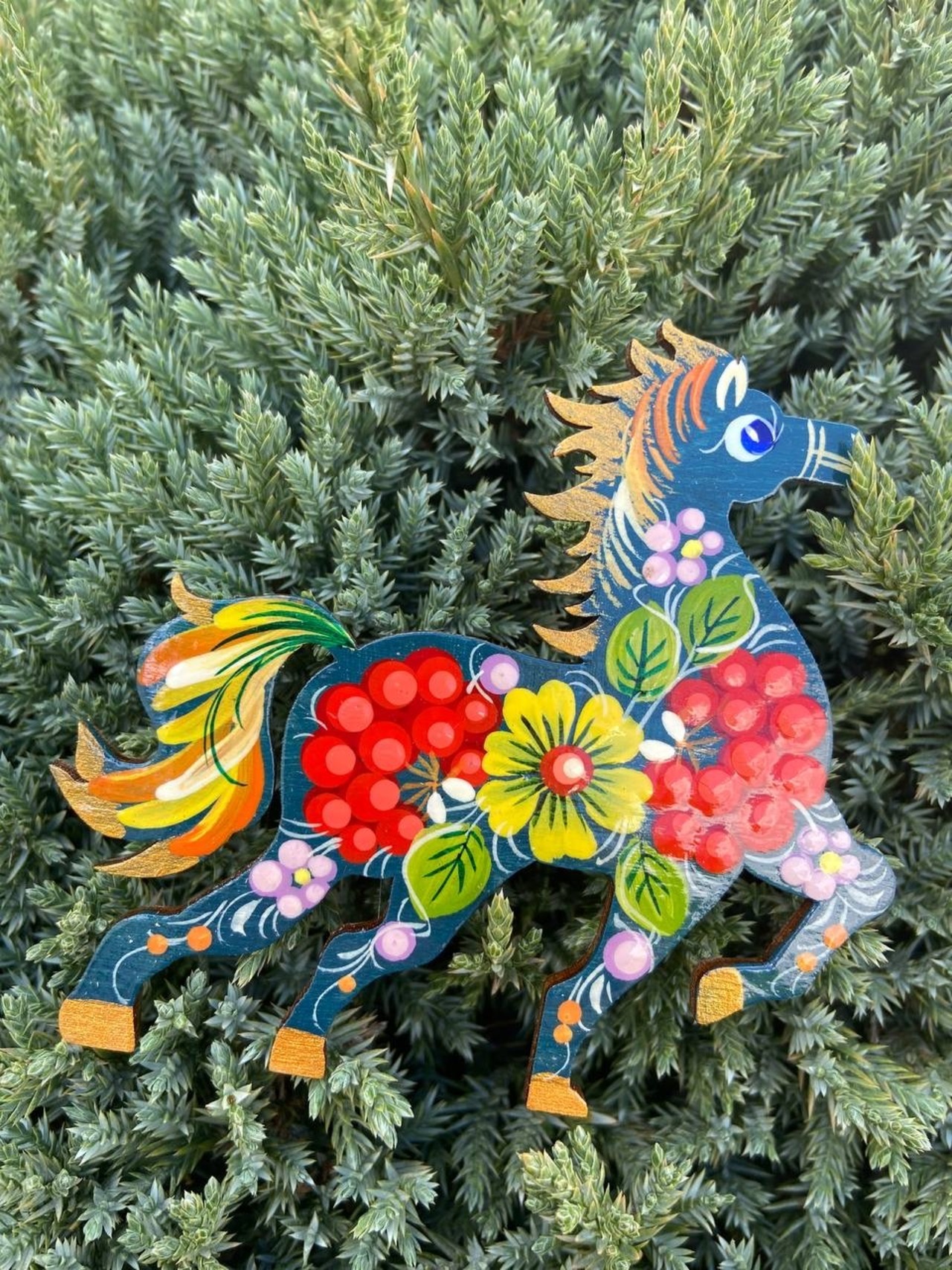 ペトリキフカ塗りのマグネット 2026/午年モデル　馬（Khomenko製作） - 1