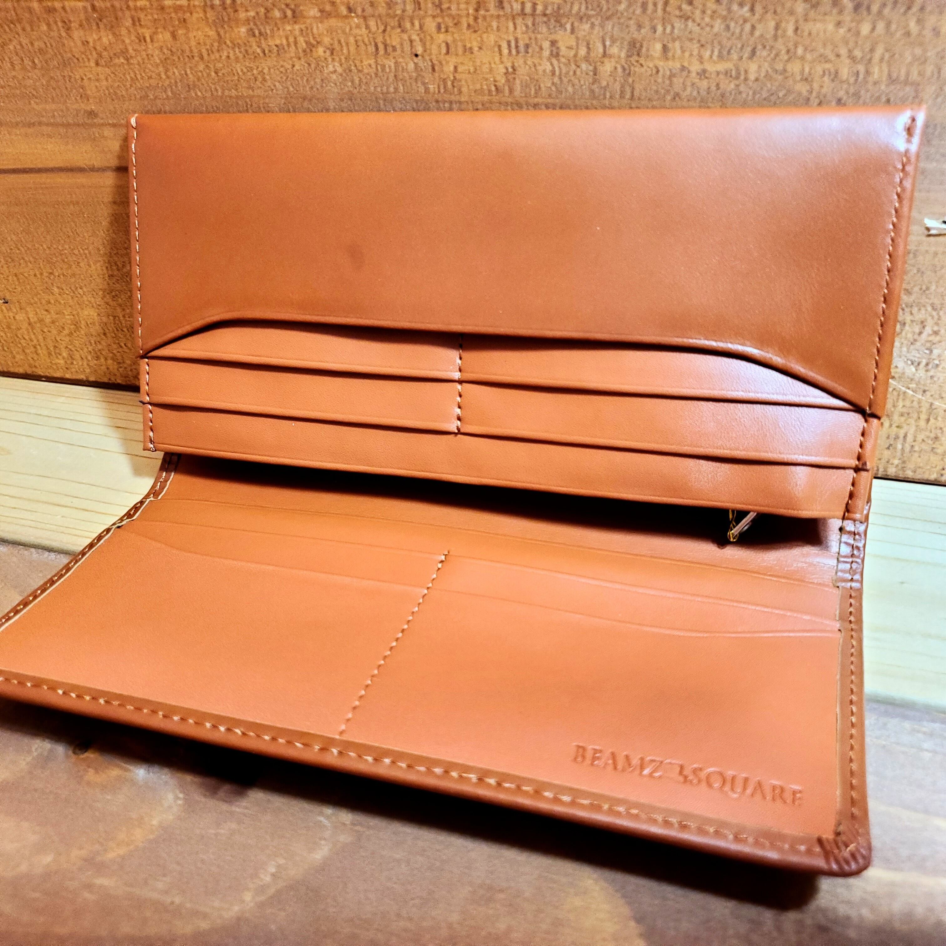 オイルレザーロングウォレット 銀面牛革長財布（bs-1904ブラウン