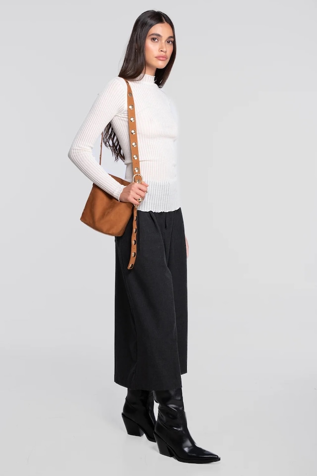 ウールシルク アジュレ　モックネック　長袖 　アイボリー３サイズ