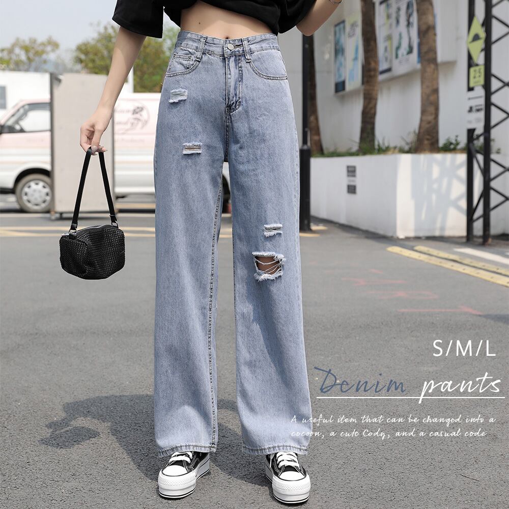 デニムパンツ ストレートパンツ 韓国風