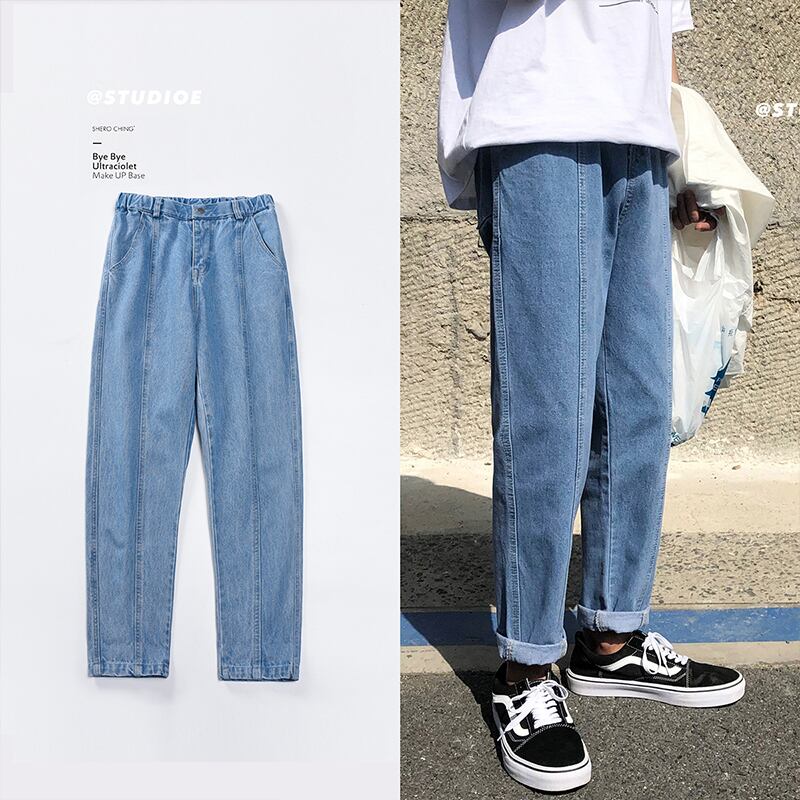 全1色 デニム パンツ ストレート カジュアル 無地 おしゃれ