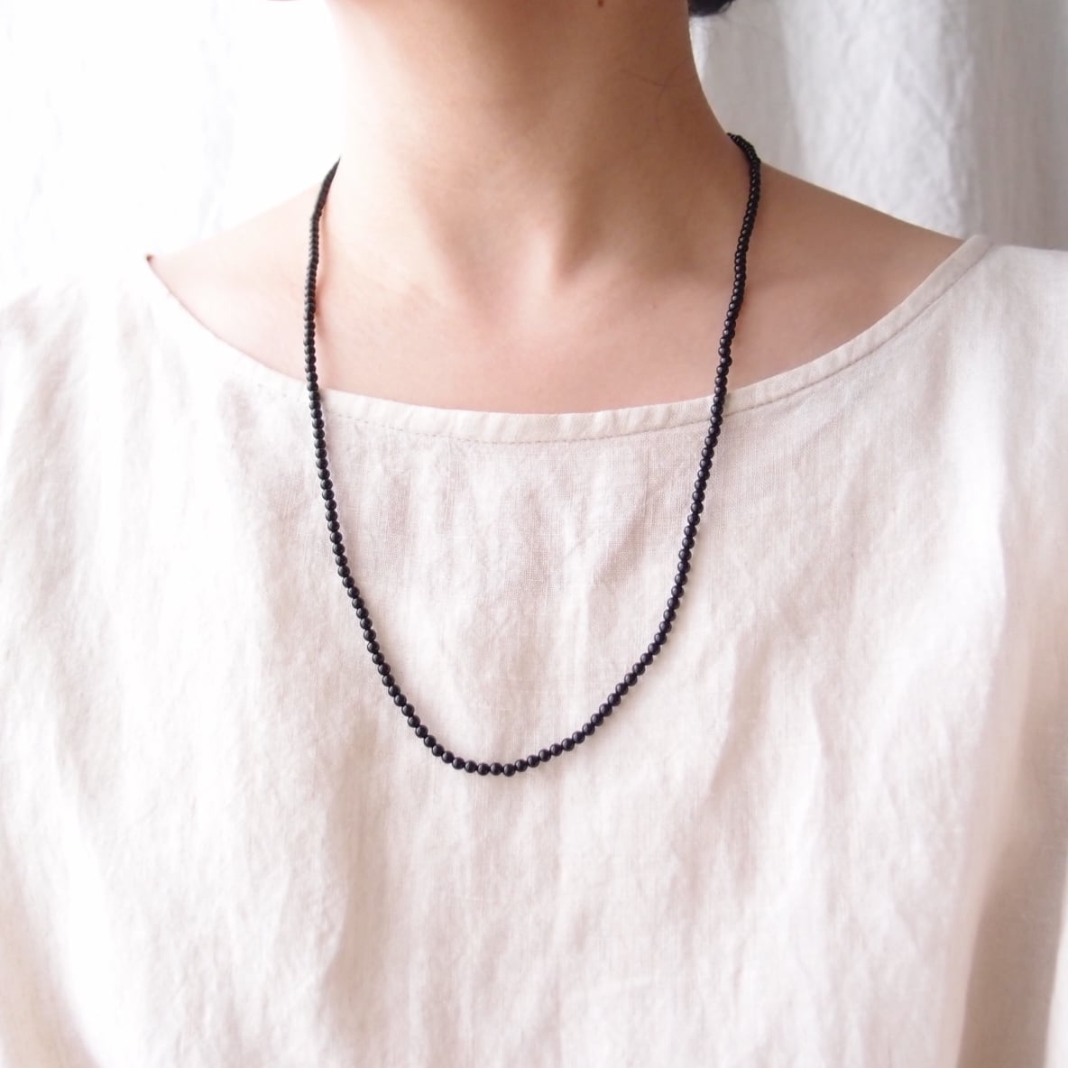 期間限定【予約品】Black Onyx Plane Necklace【60cm/3mm】オニキスプレーンネックレス