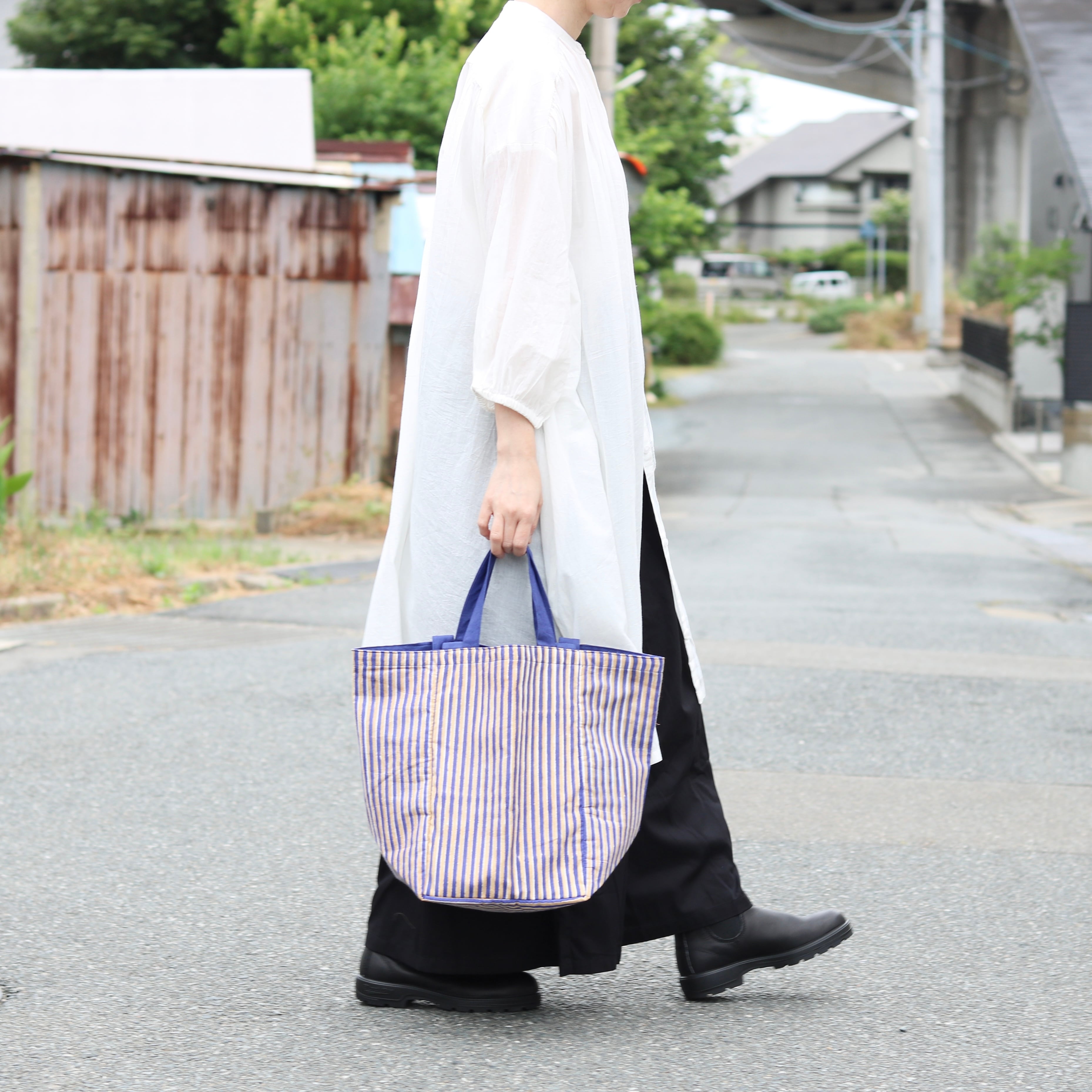 shesay ブロックプリント 2wayストライプ トートバッグ | Zakka so-la