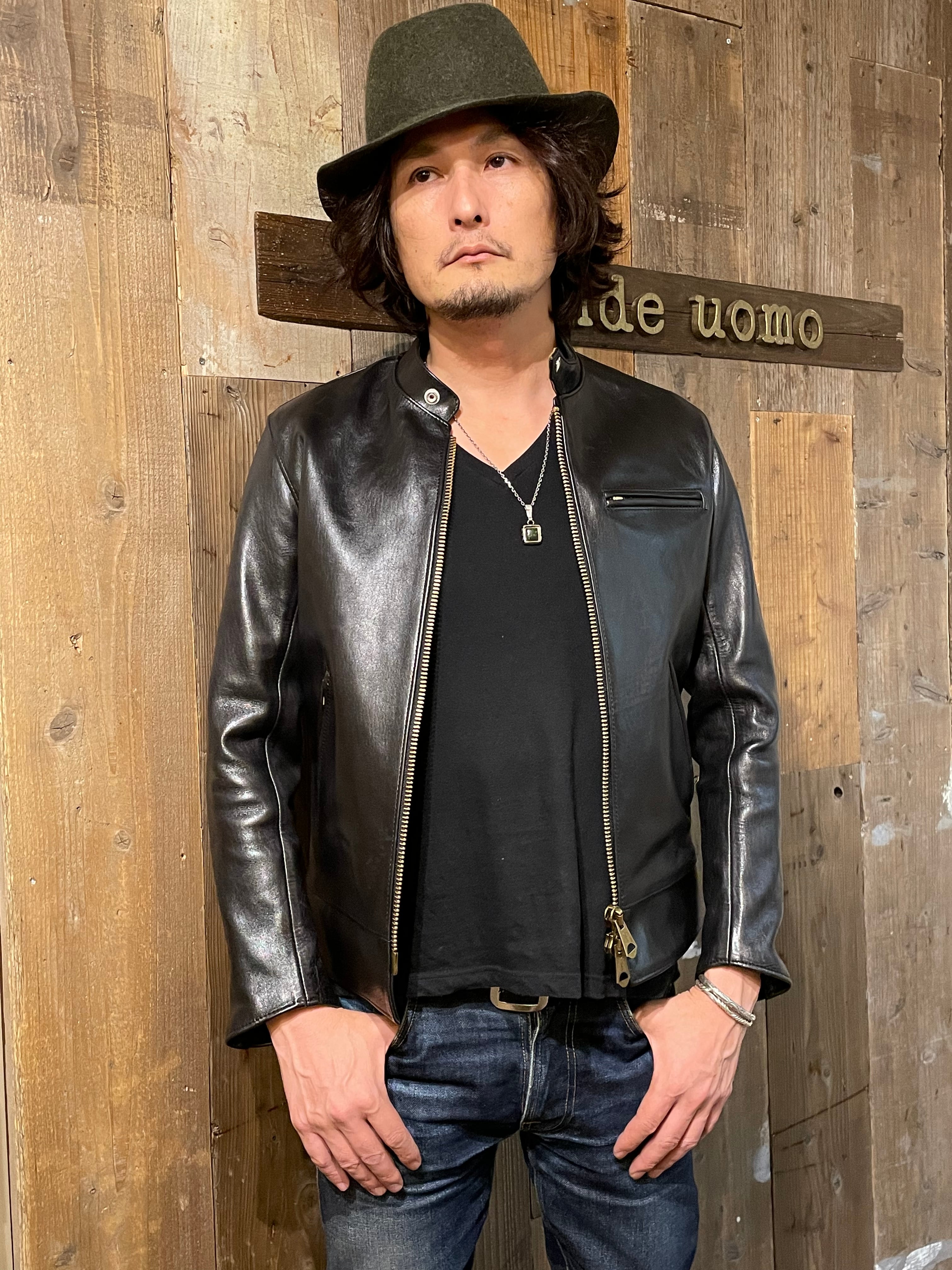 グリズリージャケット 熊ジャン 茶芯ホースハイド ライダースレザー  