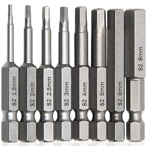 【人気】六角レンチビット 8本セット インパクトドライバービット 精密ドライバー 六角轴 6.35mm 磁気吸着 電動ドライバー ビット 1.5mmー8mm ドリル ビット工具 50mm長六角ビット