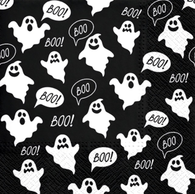 2021春夏【PAW】バラ売り2枚 ランチサイズ ペーパーナプキン Boo ブラック