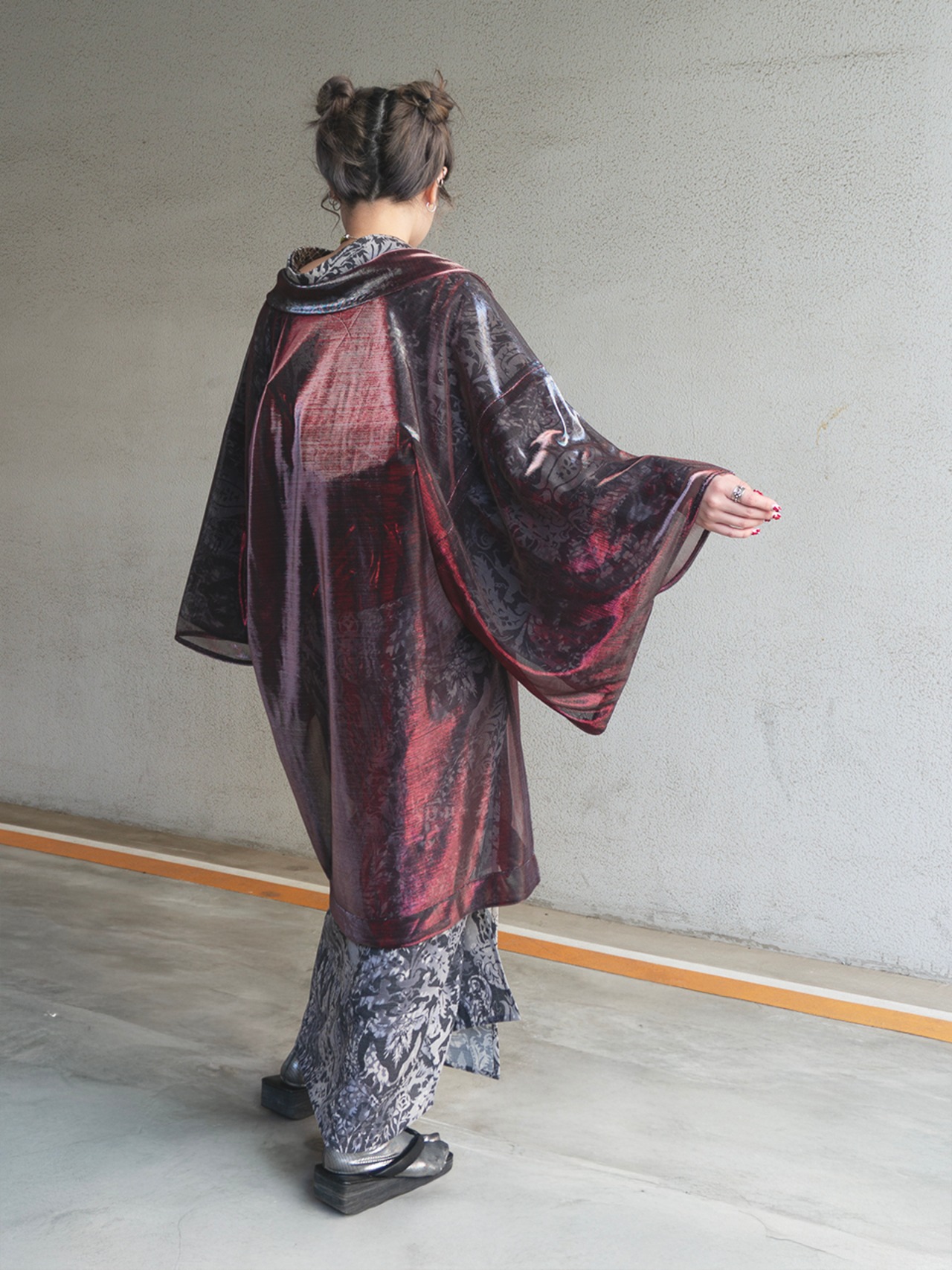 【即納品】Rumi Rock羽織　オーロラ　レッド×シルバー　[B586 B1225]