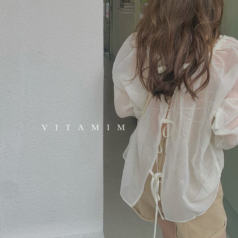 ホワイトシフォンシャツ サマーホルタートップス ロング 夏物 モンロー99255155035