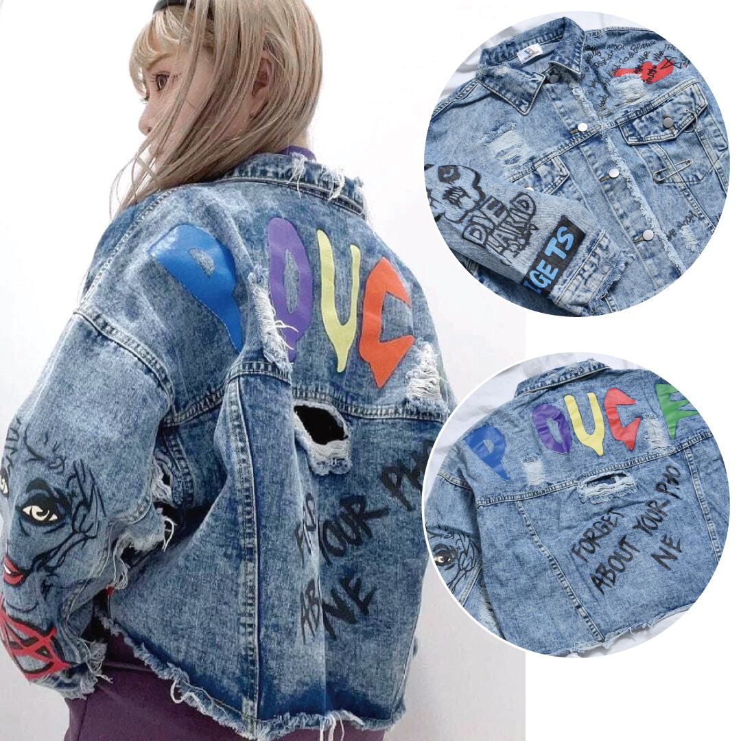 30％OFF】落書き風ペイントデニムジャケット | VOLCAN&APHRODITE 