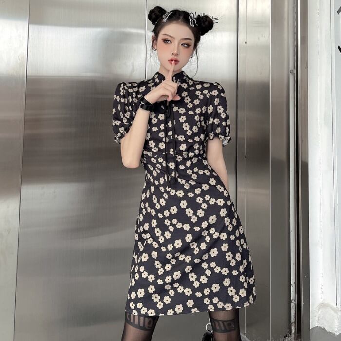 サマードレス ショートスカート ウェストフローラル 夏物 花柄 ケッペル24912169467