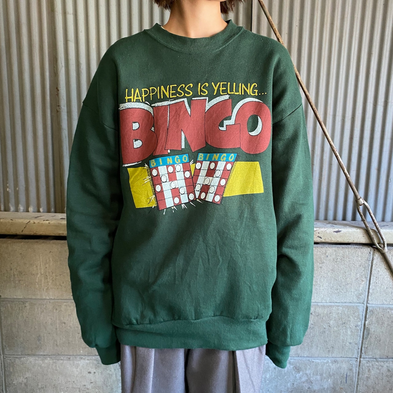 USA製 90年代 BINGO プリントスウェット トレーナー メンズL 古着 90s 