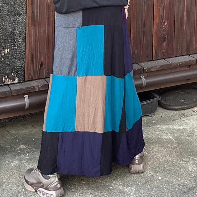 パッチワークスカートスパンデックス