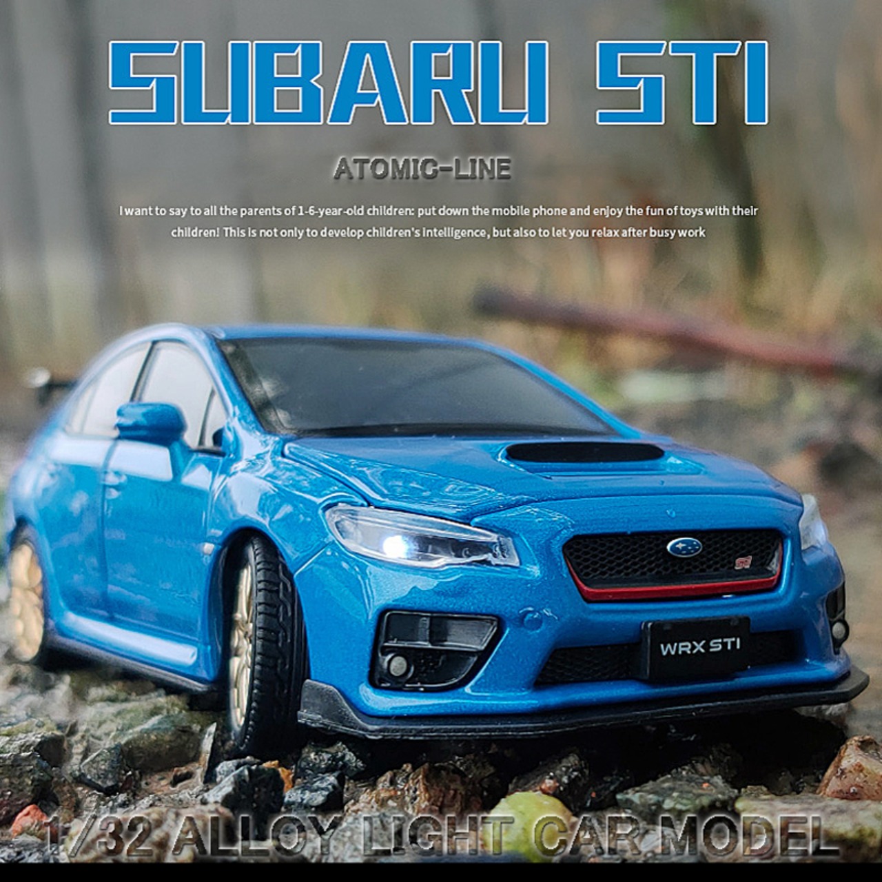 スバル STI WRX 1/32 ミニカー 全4色 ライト点灯 合金モデル 模型 ジオラマ
