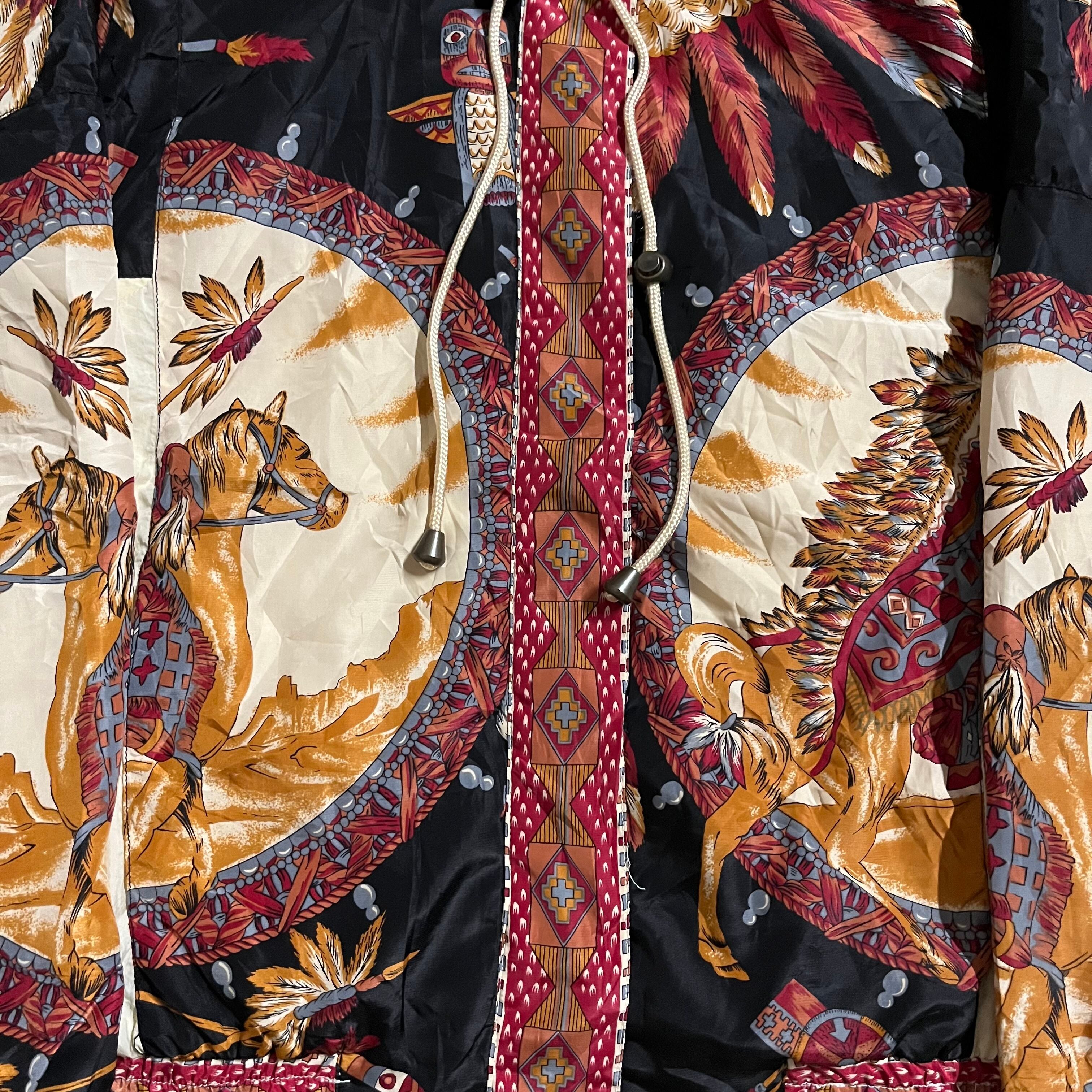 vintage〗ethnic batik patterned retro design short blouson jacket