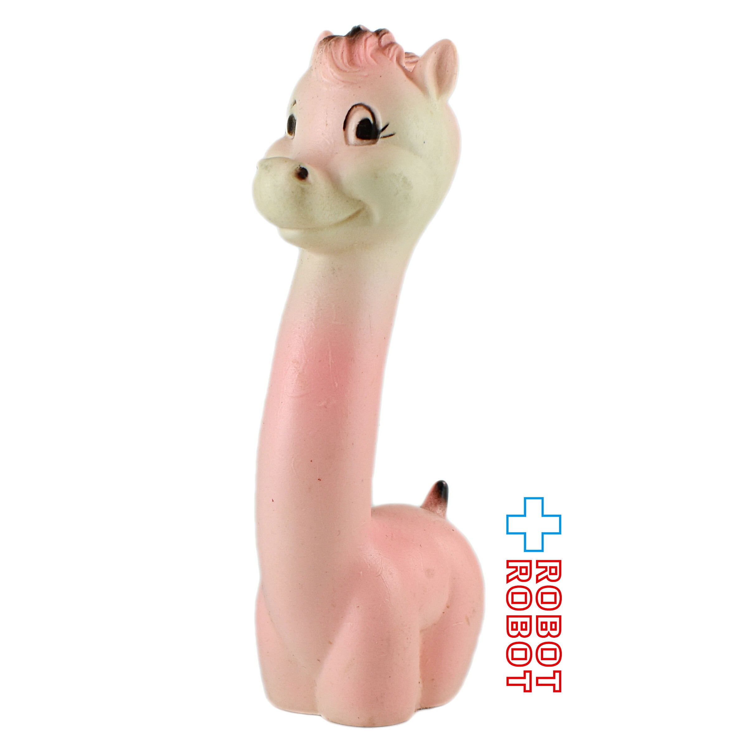 ジャンク ビンテージ 新品 歌う 光る ポニー ソフビ ドール 人形 馬 置物 首長どうぶつ ピンクの馬 笛入ラバードール 1967 ベビージョイ社
