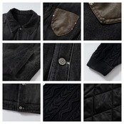 【暖かさUP】ニットスリーブデニム 中綿ジャケット T1943