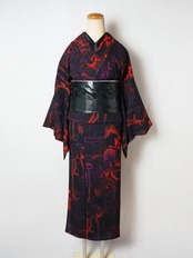 【受注商品】RumiRockセオαゆかた「ドラコニアサロン」 レッド　[A598]