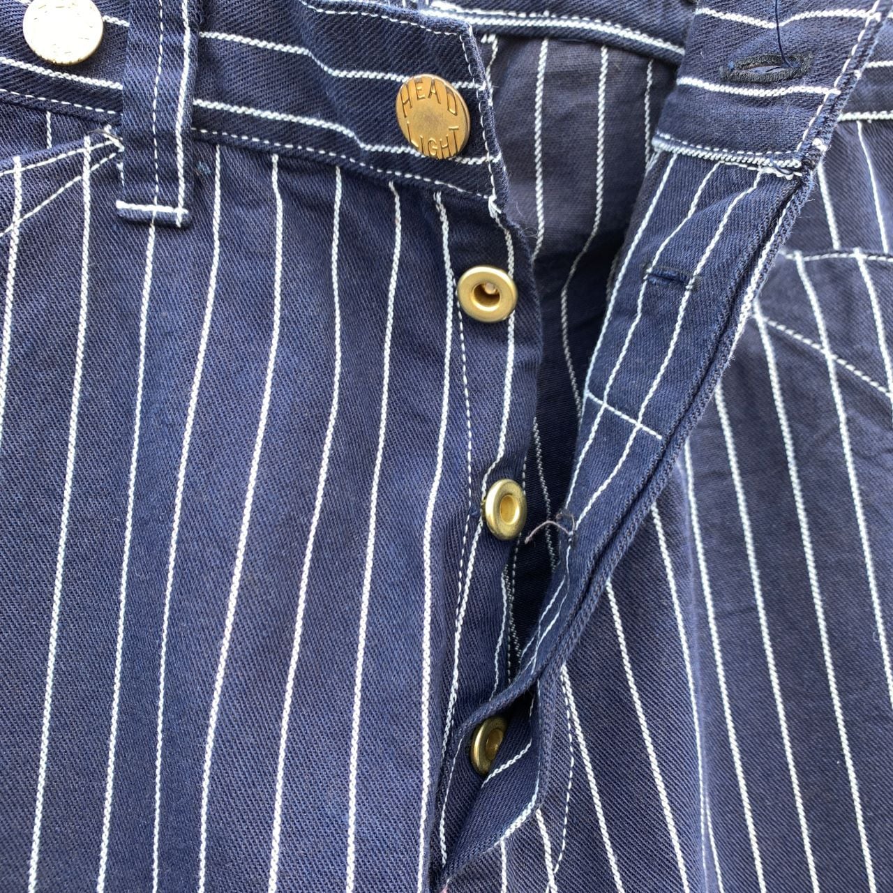 HEADLIGHT 8oz. SPECIAL WOVEN STRIPE DENIM WAIST OVERALLS | Jeans