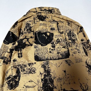 UNFINISHED ダヴィンチ図面総柄シャツ24068