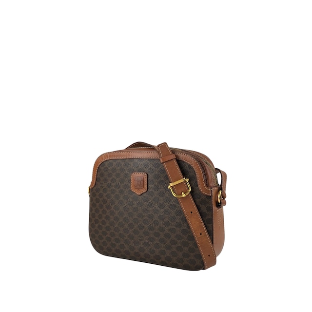 CELINE セリーヌ ショルダーバッグ ブラウン マカダム ブラゾン型押し PVC レザー フレーム vintage ヴィンテージ オールド bp2ksi