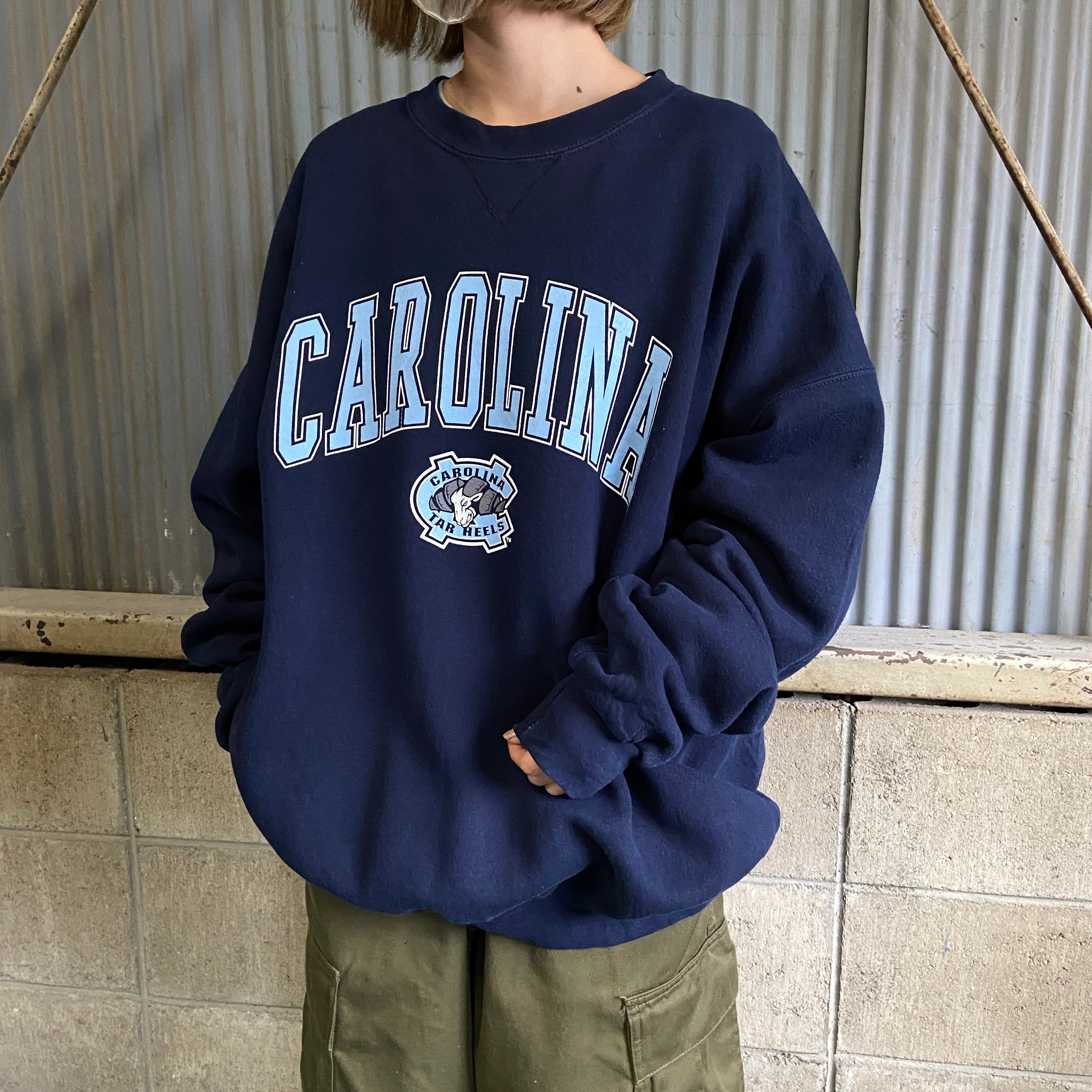 ビッグサイズ USA製 90年代 CAROLINA カレッジロゴ スウェット メンズ2XL 古着 90s ヴィンテージ ビンテージ トレーナー  ネイビー 紺 大きいサイズ【スウェット】【SW20】【AN20】 | cave 古着屋【公式】古着通販サイト