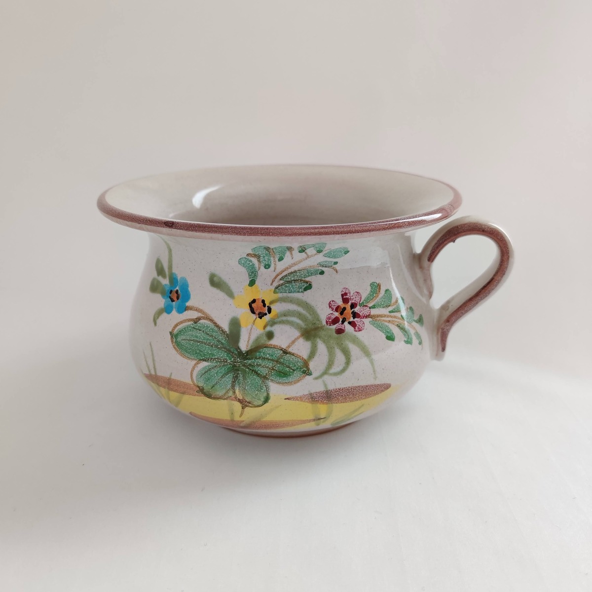 ヴィンテージ 陶器 ジャグ 花絵 イタリア ヨーロッパ アンティーク 