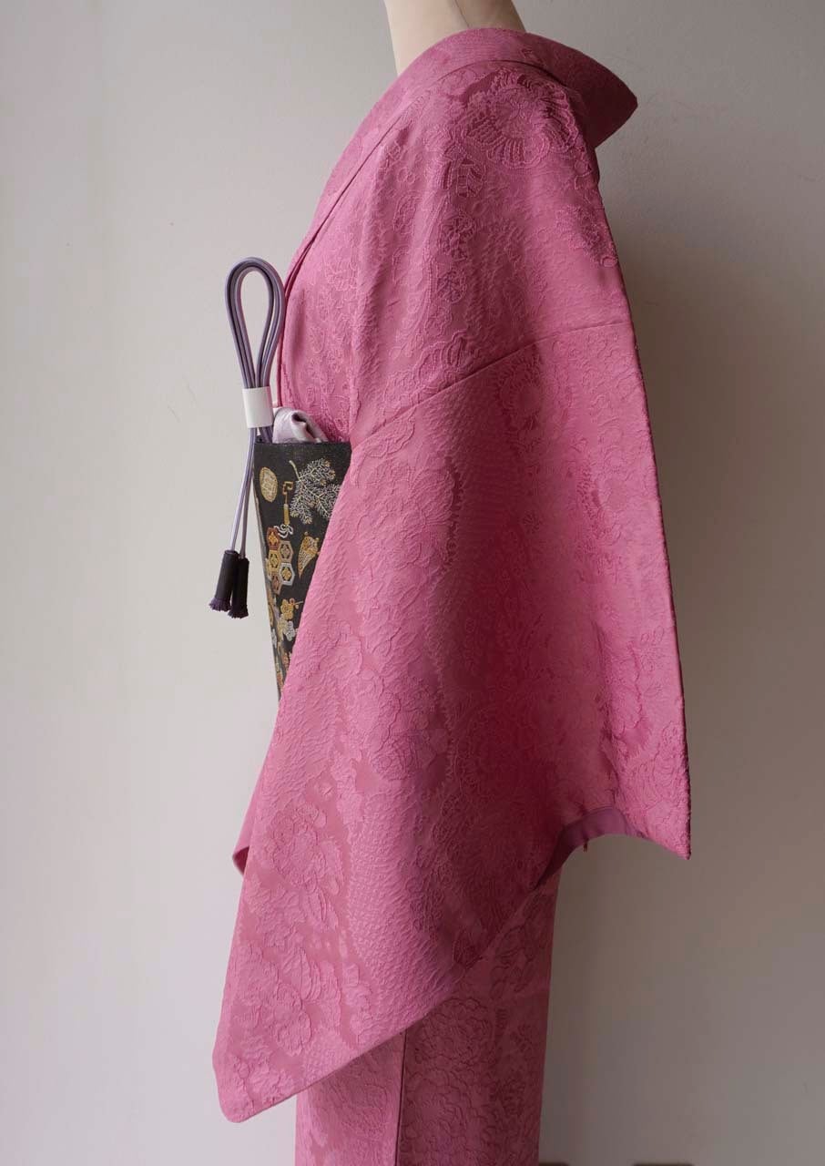 袷】躑躅色 辻が花地紋 色無地 | 大山キモノ・ちぇらうなぼるた