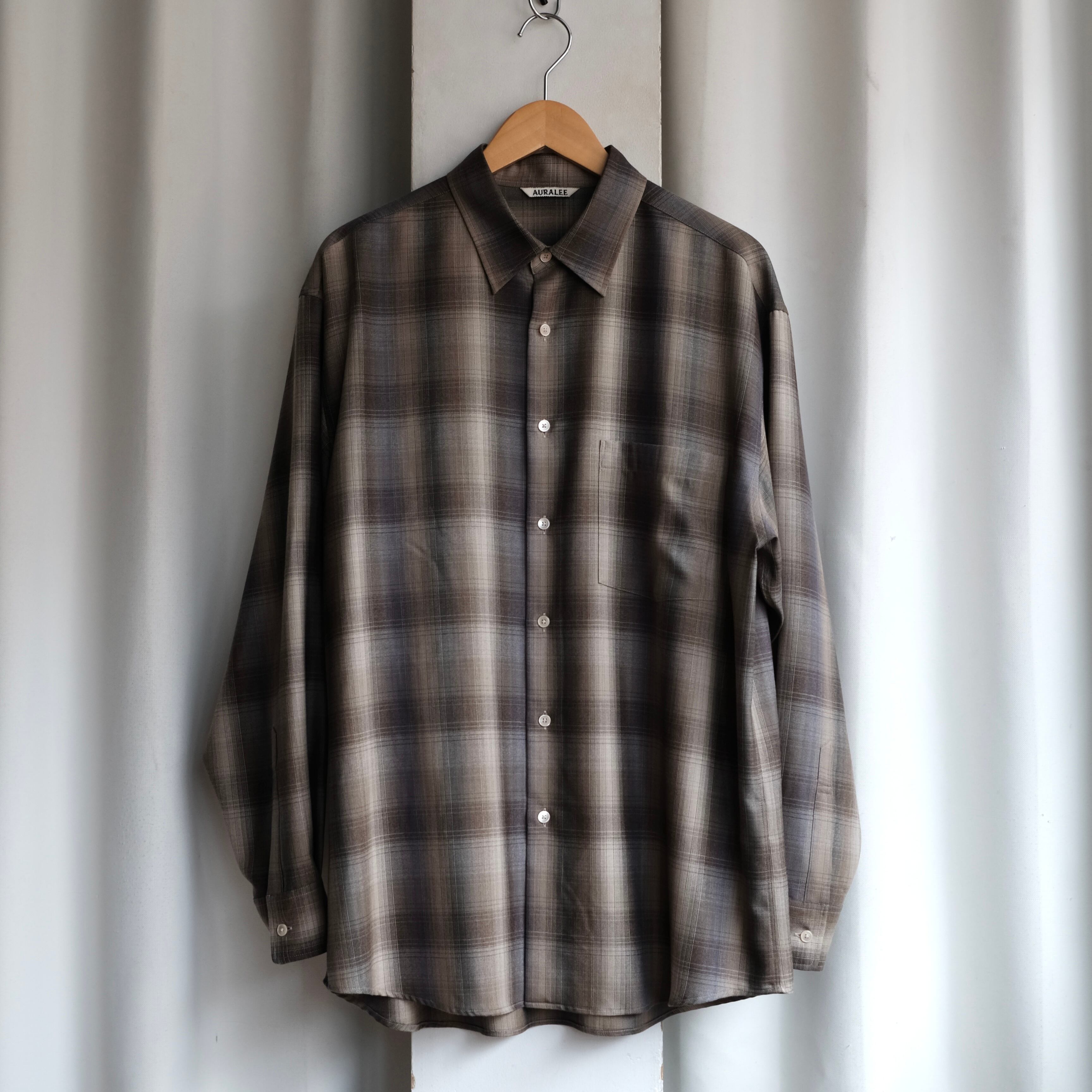 AURALEE 25AW LIGHT WOOL CHECK SHIRT | safarionline