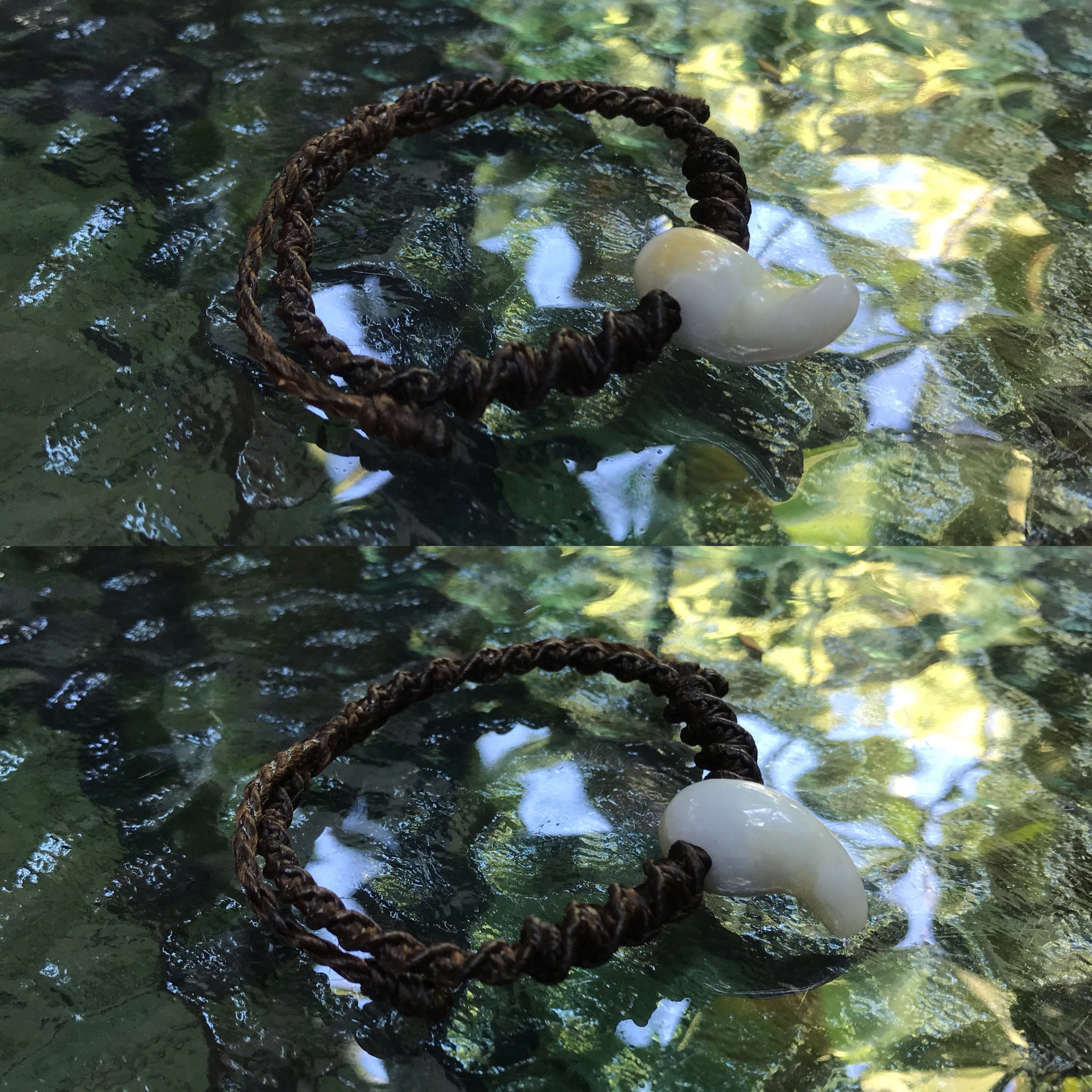 NU JOMON SERIES MAGA TAMA - JADE BRACELET WHITE 天然翡翠 勾玉