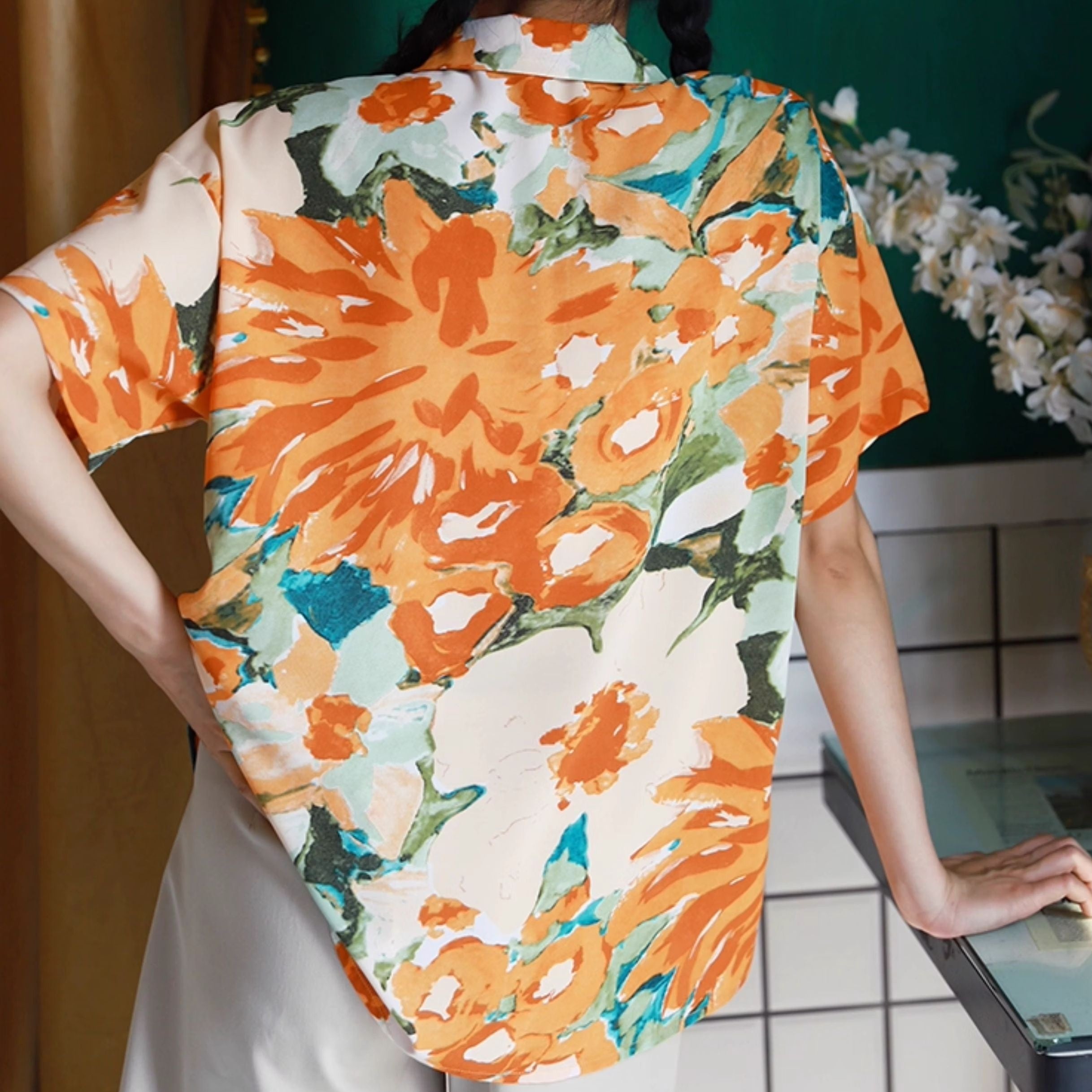 レトロプリントシャツ【G3982】