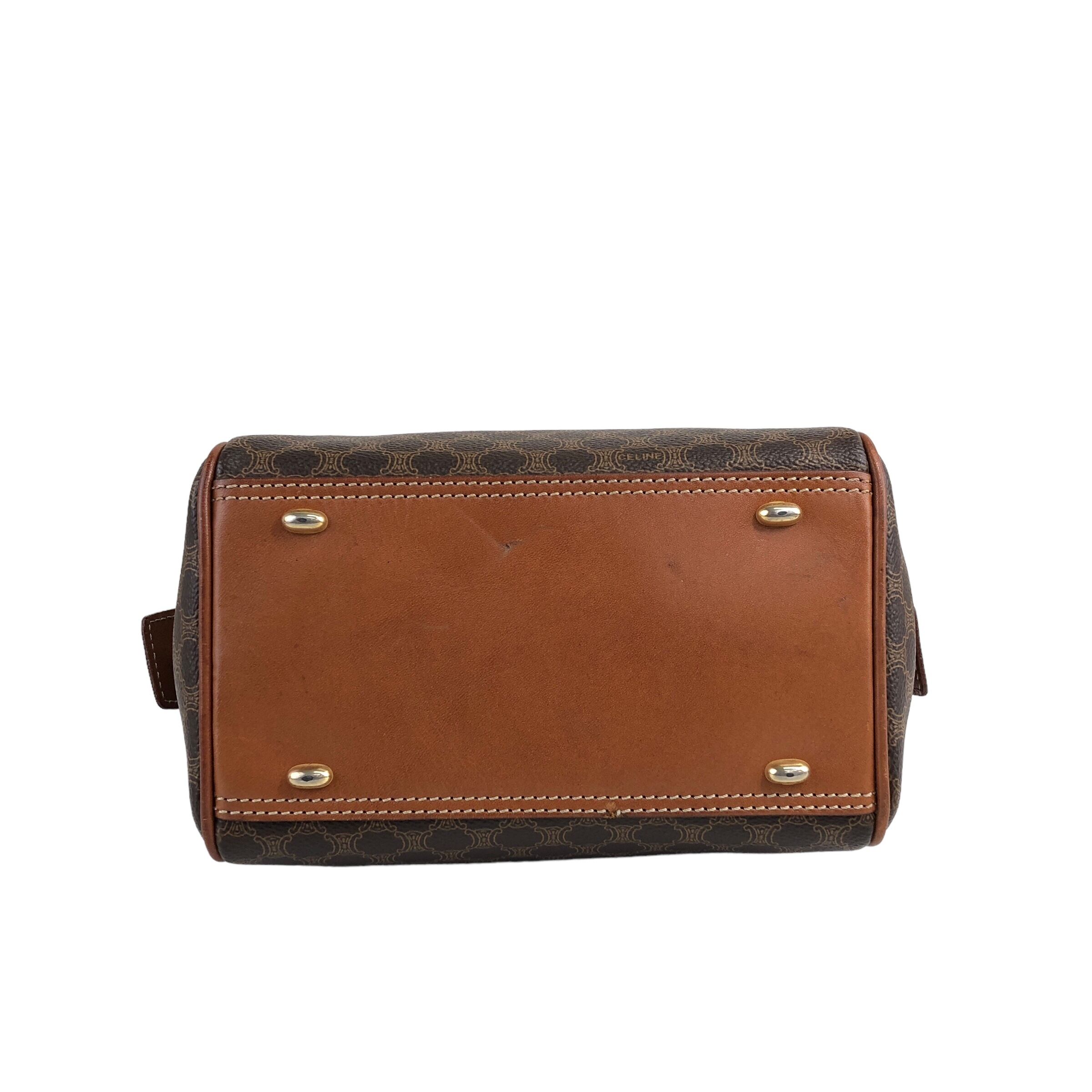 CELINE セリーヌ マカダム ショルダーバッグ ブラウン PVCレザー ミニ
