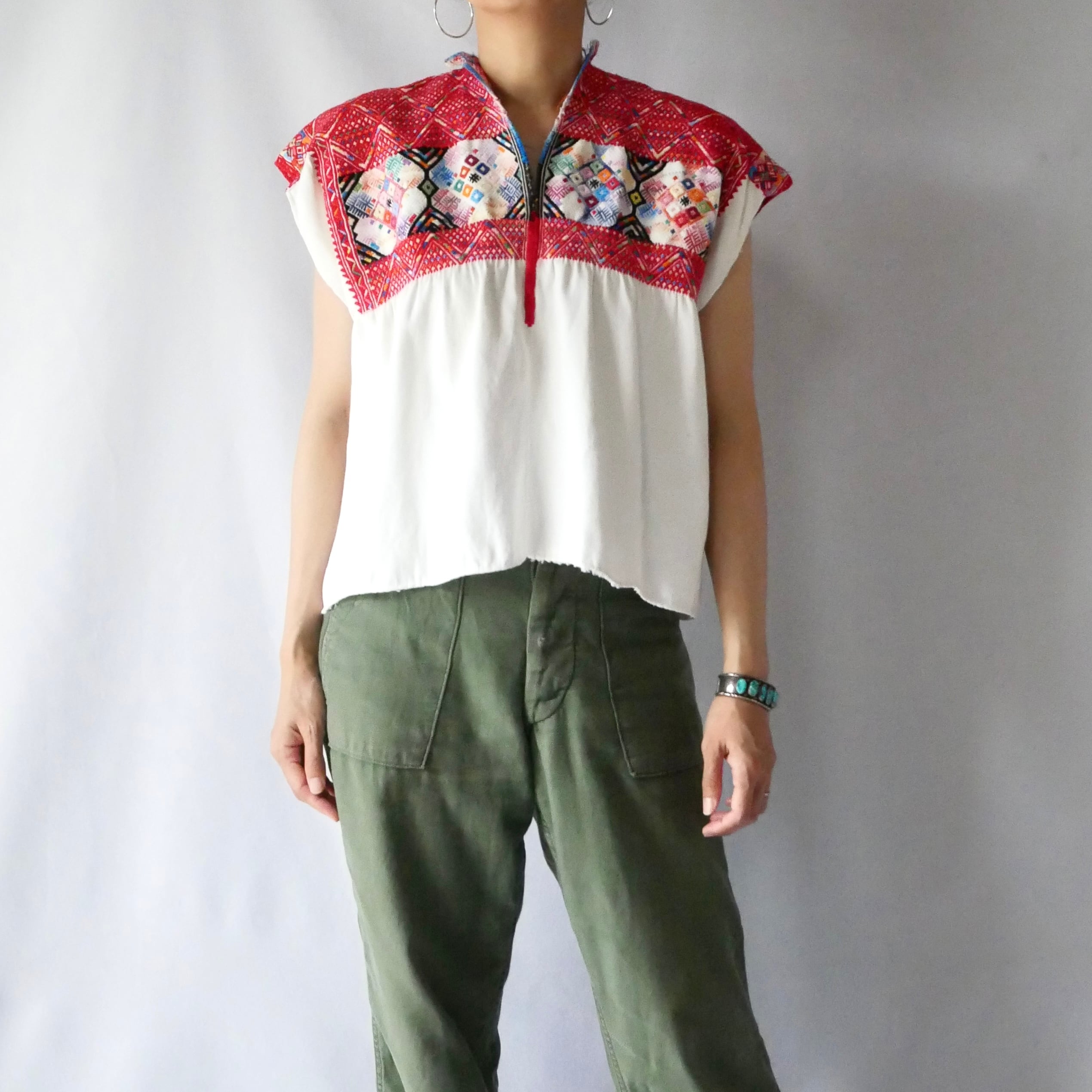 Vintage ヴィンテージ　メキシコ刺繍　マヤ民族　トップス　チュニック　古着 Vintage ヴィンテージメキシコ刺繍マヤ民族トップスチュニック古着