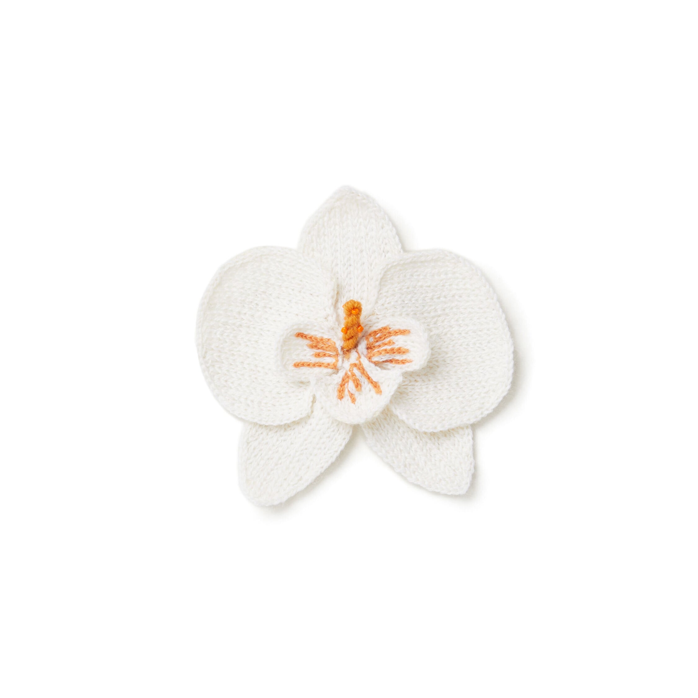ALANUI ORCHID EMBROIDERED BROOCH WHITE