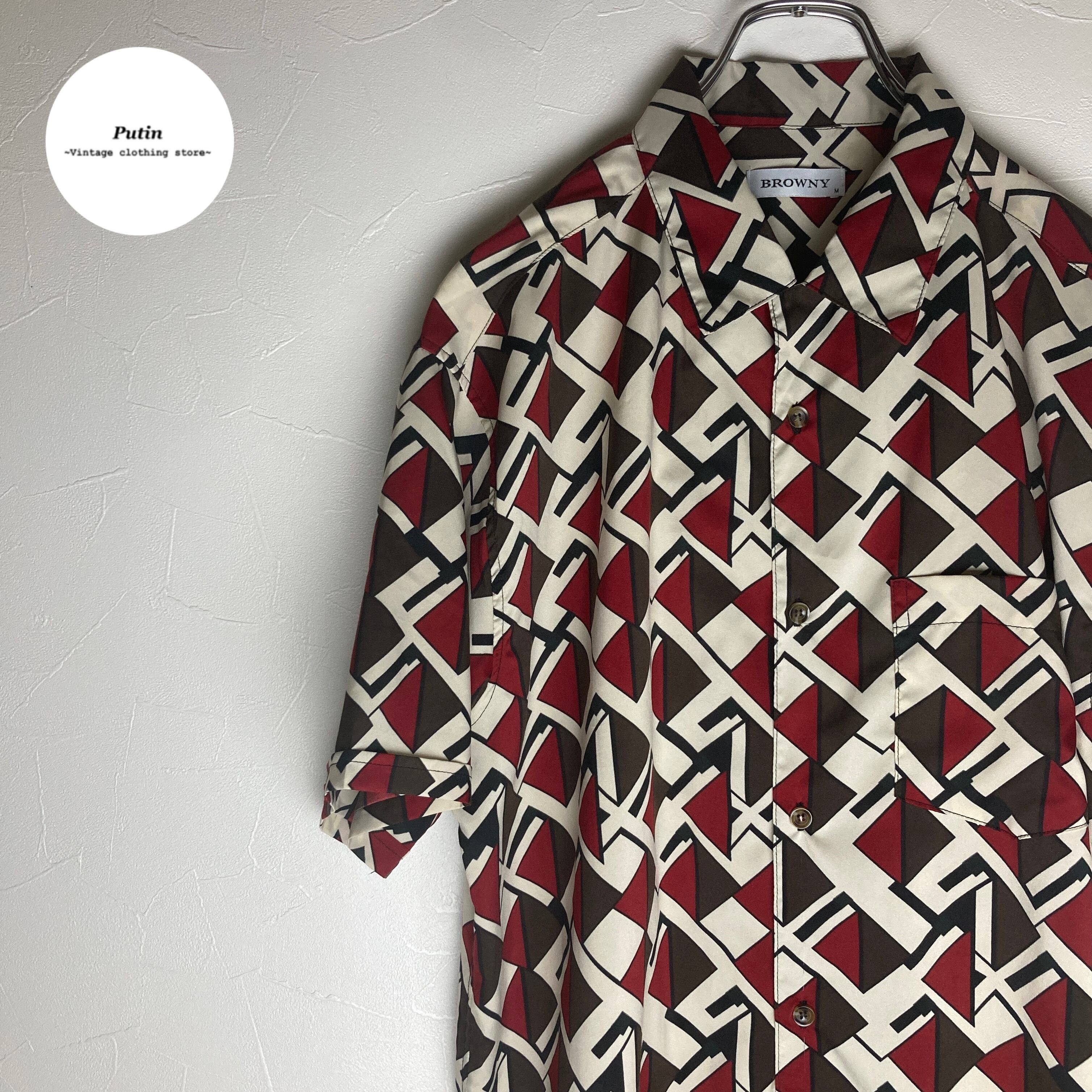 希少」柄シャツ ビンテージ 総柄 70s 古着 レア 一点物(【希少 希少」柄シャツ ビンテージ 総柄 70s 古着 レア 一点物(【希少