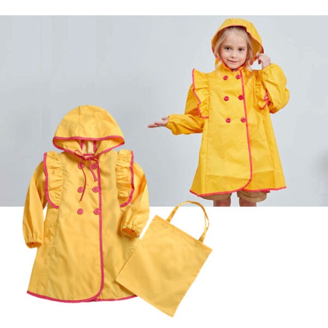 送料無料 フリル付きキッズレインコート 子供用 ｒａｉｎ ｃｏａｔ 合羽 カッパ 雨具 レインコート 女の子 幼稚園 保育園 フリル ヒラヒラ ポーチ付き Coccinelleshop かわいいベビー キッズウェア 子供服の通販