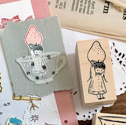 予約☆MO994E｜Molinta【举个草莓】はんこ / 木製スタンプ