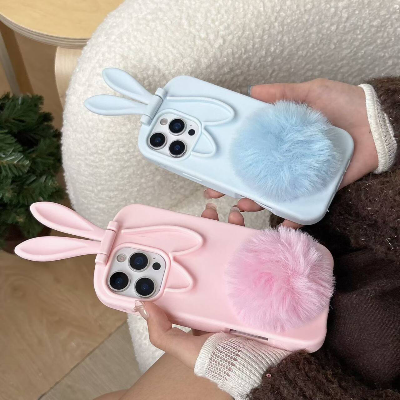 ウサ耳 iPhone 17 16 15 14 13 ケース 可愛い シリコン うさぎ しっぽ