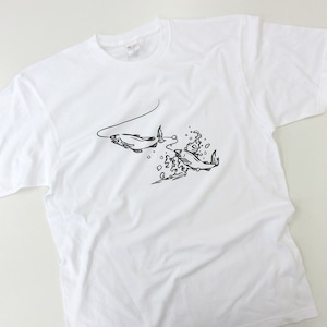 選べるデザイン 鮎 友釣り 線画 アユ Tシャツ rf23 半袖・長袖 渓流釣り フィッシング 釣り好き 釣り人 誕生日 父の日 敬老の日 ギフト プレゼント