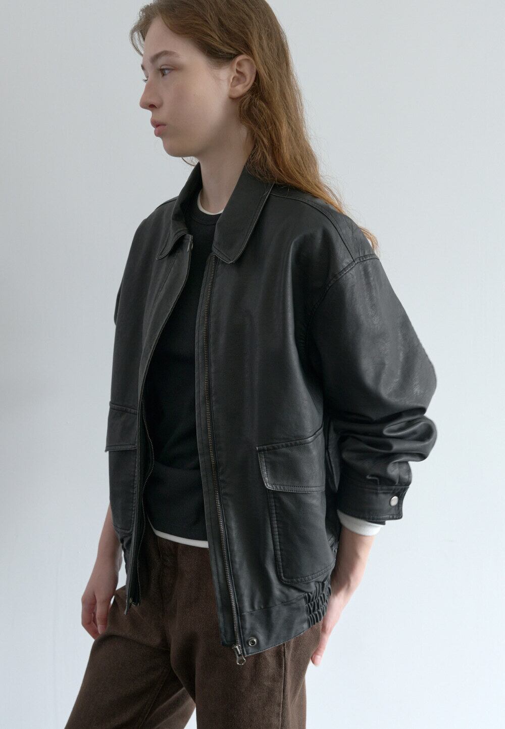☆【PORZER】Vintage leather blouson jacket (black) | もごつ