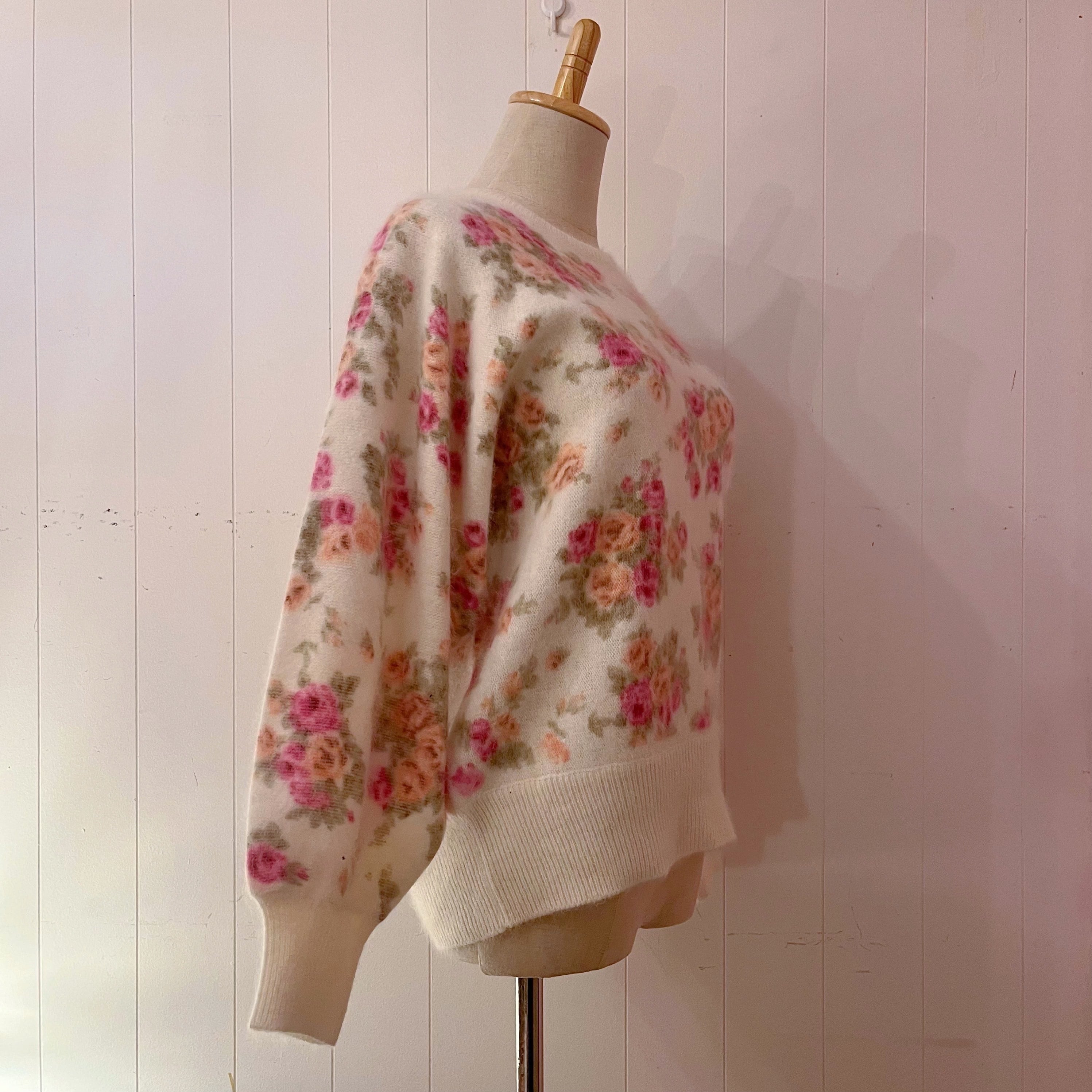 pink rose angora knit sweater