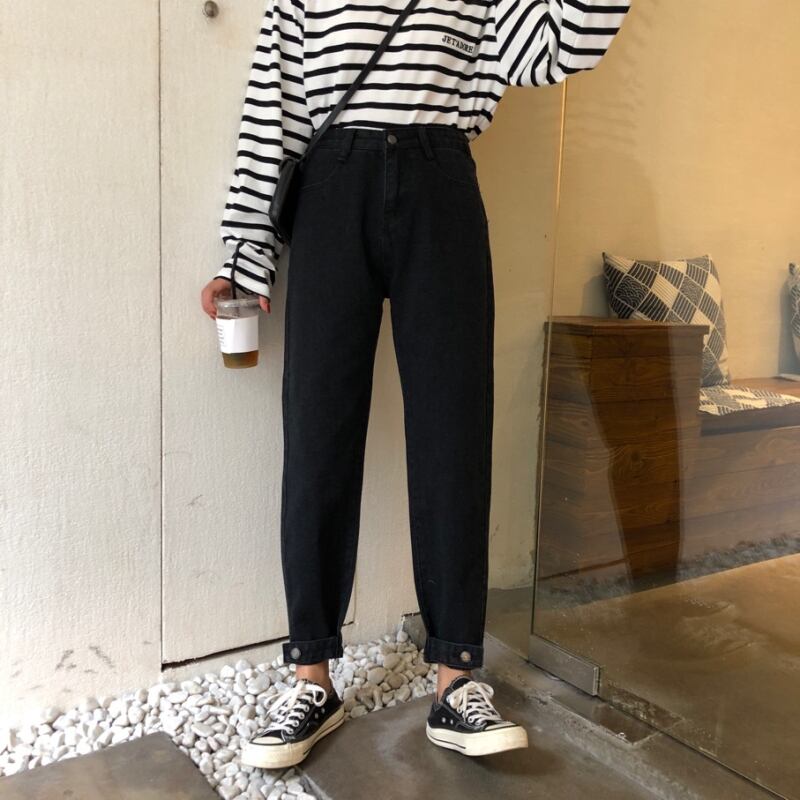 ジーンズ スプリングハイウェストウェスト薄手パンツ ルーズ 春物 1号婦人99010505184