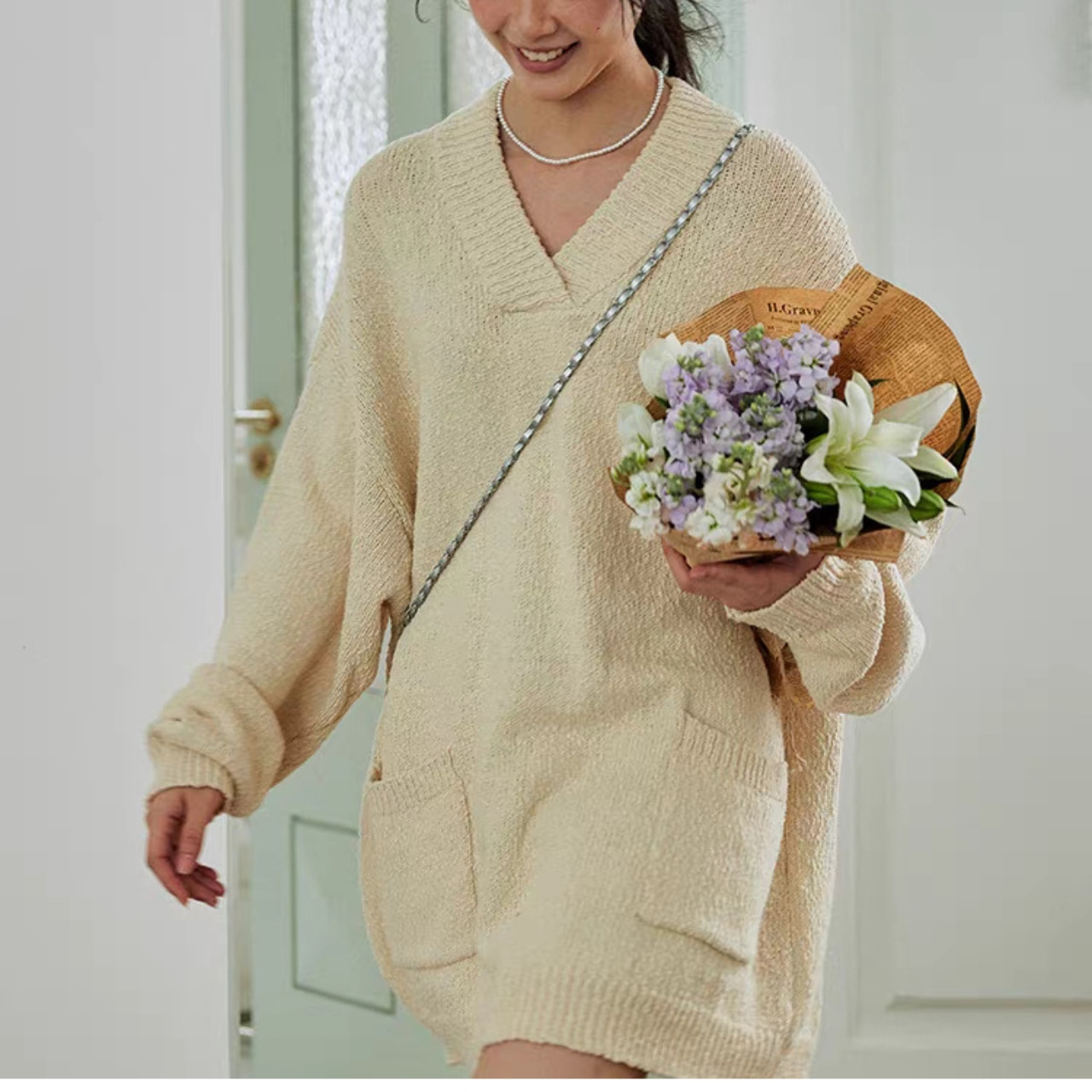 V-Neck Oversized Dress T4331